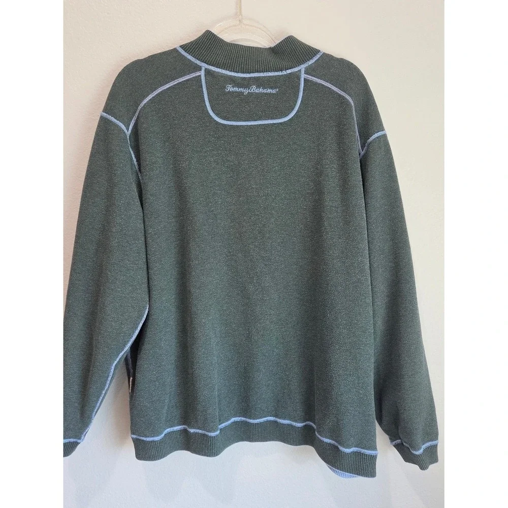 Tommy Bahama Quarter Zip Pullover Mens XL Blue Green Excellent Reversible